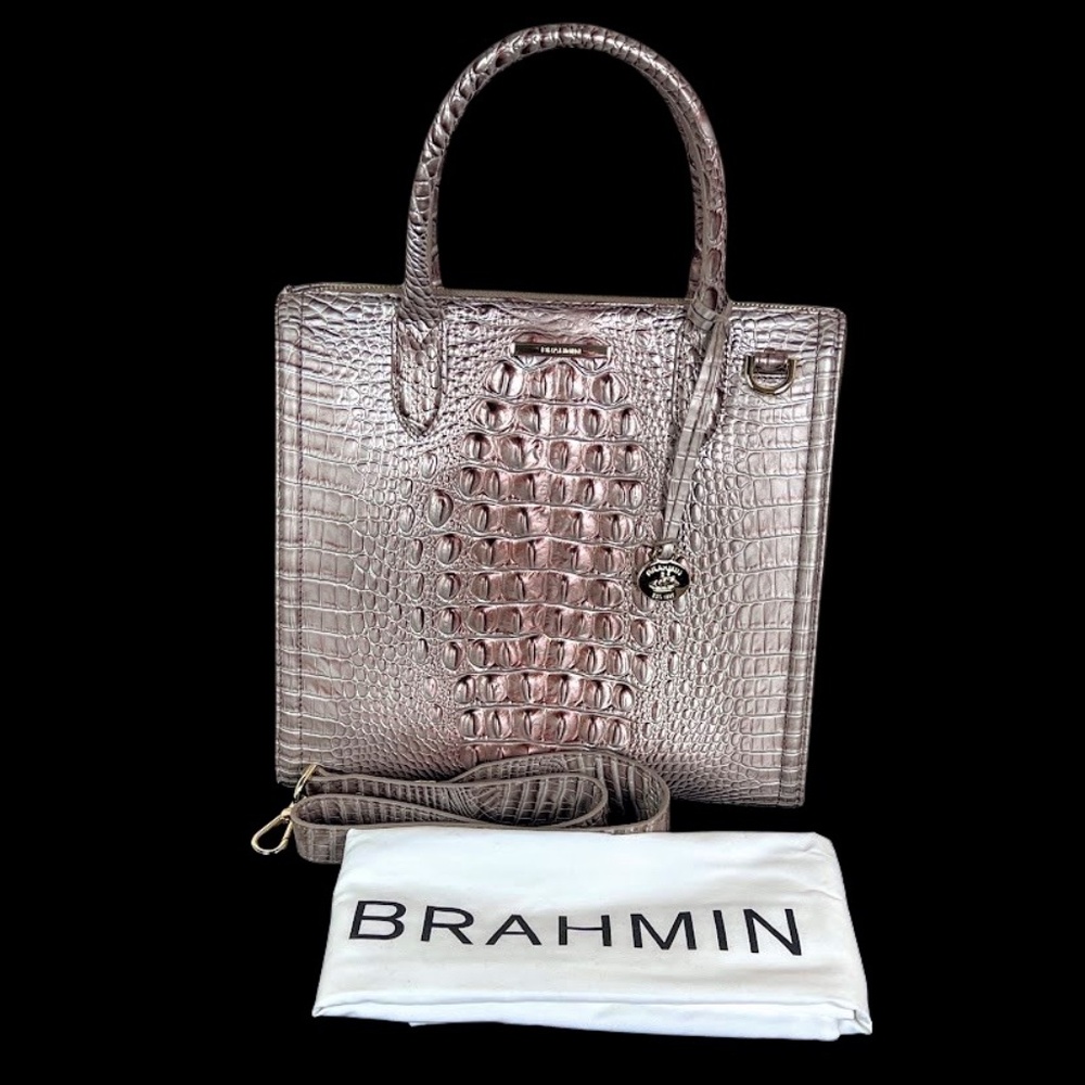 Brahmin Caroline Silver Lining Melbourne Satchel NWOT - Picture 1 of 15